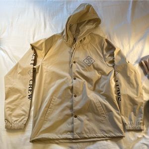 Salty Crew Tan Rain Button Up Jacket - Large